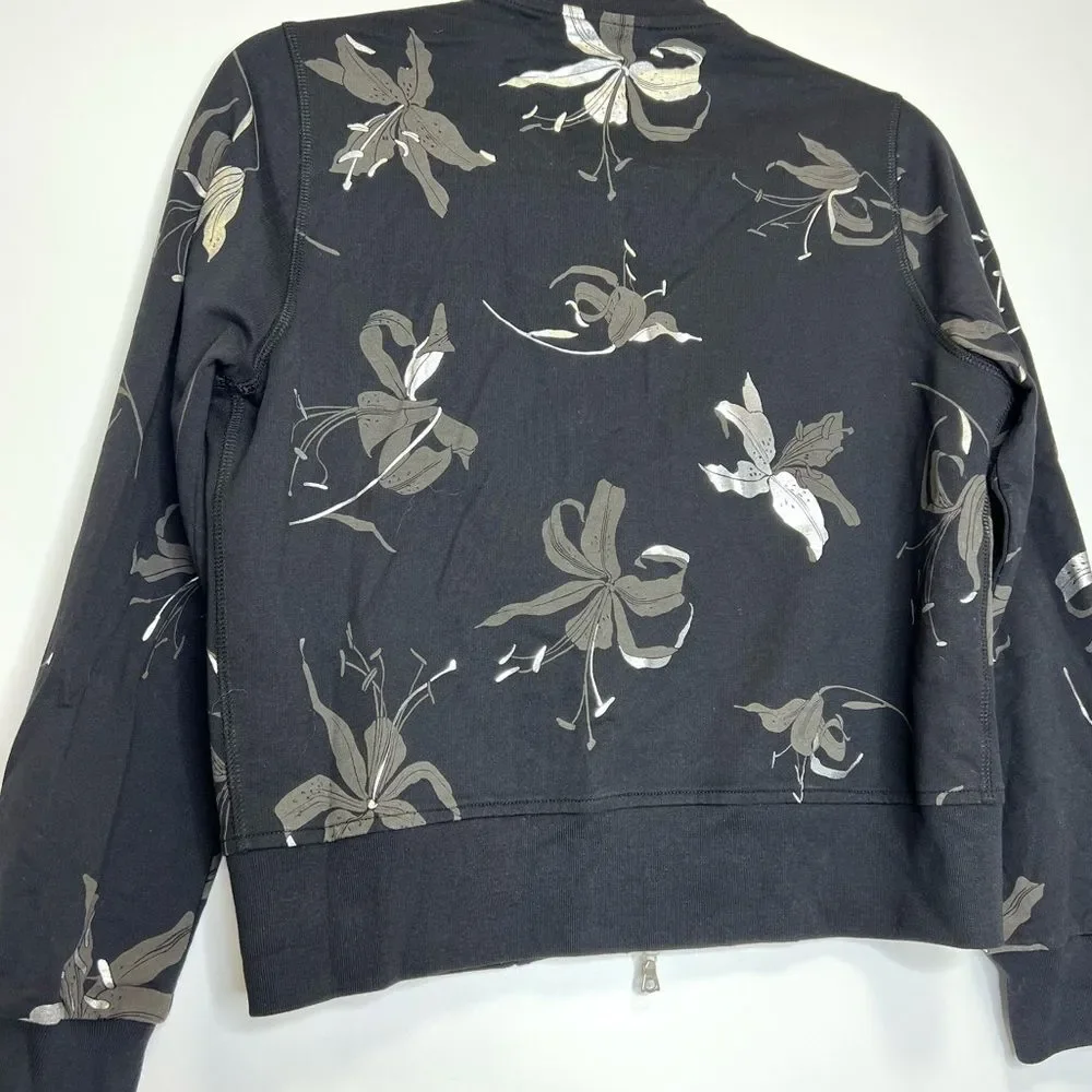 Dries Van Noten Floral Print Bomber Style Cotton Jacket Black XS